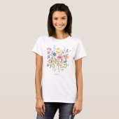 Trendy Kleurrijke Wildbloemen met Monogram T-shirt (Voorkant volledig)