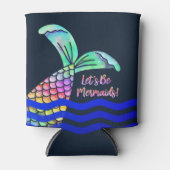 Trendy Kleurrijke Zeemeermin Staart en Golven Blikjeskoeler (Voorkant)