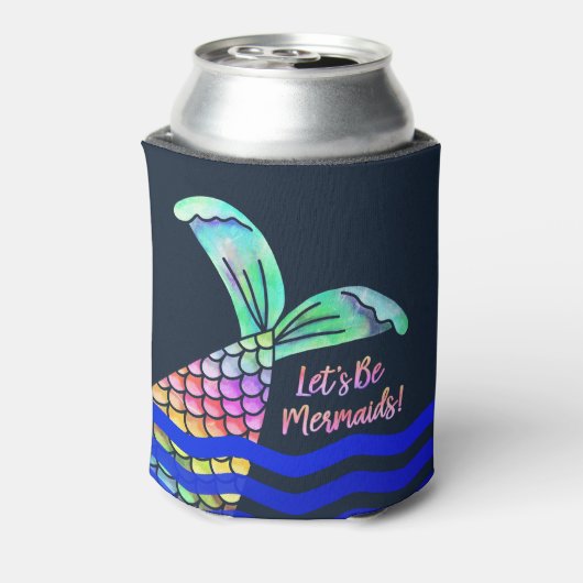 Trendy Kleurrijke Zeemeermin Staart en Golven Blikjeskoeler (Blikje Achterkant)