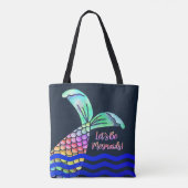 Trendy Kleurrijke Zeemeermin Staart en Golven Tote Bag (Achterkant)