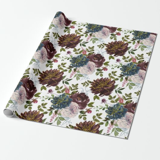 Trendy Kleurstellingen Bloemmotief Cadeaupapier (Uitgerold)