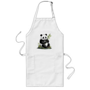 Trendy Knuffel Panda Beer Met Groene Bamboe  Lang Schort