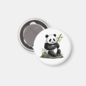 Trendy Knuffel Panda Beer Met Groene Bamboe Magneet (Voorkant / Achterkant)