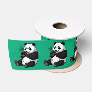 Trendy Knuffel Panda Beer Met Groene Bamboe Satijnen Lint