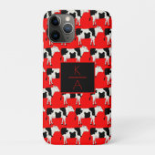 Trendy Koe Editable Monogram Red Iphone case (Achterkant)