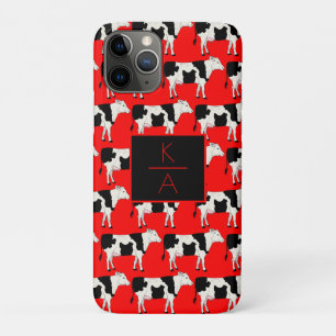 Trendy Koe Editable Monogram Red Iphone case