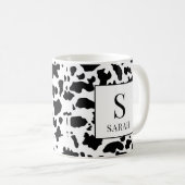 Trendy Koeienprint Monogram Initiaal Naam Mok (Voorkant rechts)