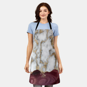 Trendy Koel Bourgondië Goud Marmer Steen Textuur Schort