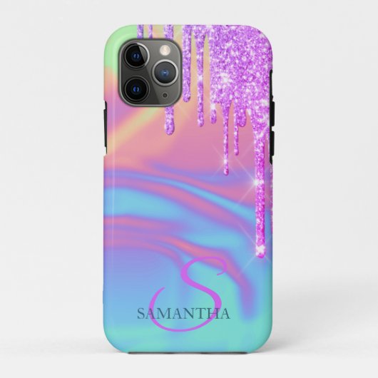 Trendy Koel Glitter Drips Ombre Holografisch Case-Mate iPhone Case (Achterkant)