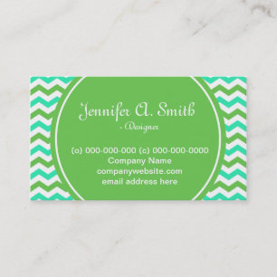 trendy, koel groen en aqua blauw chevron visitekaartje
