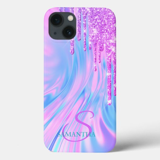 Trendy Koel Paarse Glitter Druppels Holografisch Case-Mate iPhone Case (Achterkant)