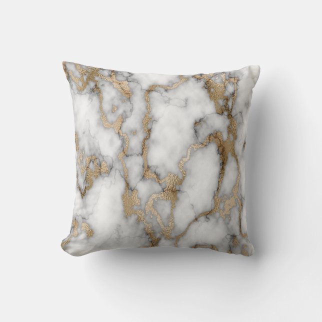 Trendy Koel Wit Goud Marmer Steen Textuur Kussen (Voorkant)