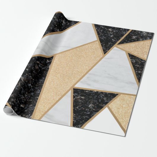 Trendy Koele Geometrische Marmer Textuur Cadeaupapier (Uitgerold)