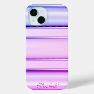 Trendy koele gestreepte paars iPhone 15 case