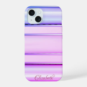 Trendy koele gestreepte paars iPhone 15 case