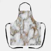 Trendy Koele Wit Gouden Marmer Steen Textuur Schort (Voorkant)