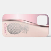 Trendy Koele Zilveren Ananas - Gepersonaliseerd Case-Mate iPhone Case (Achterkant (horizontaal))
