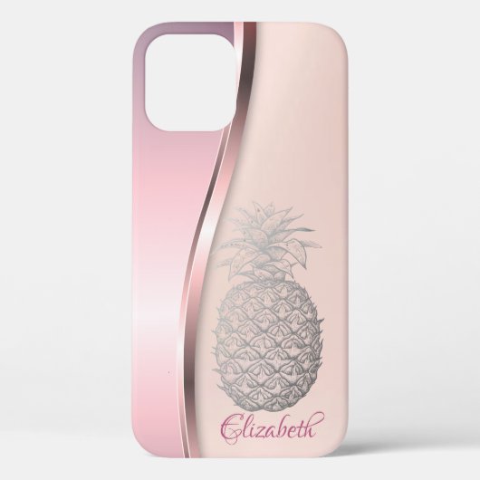 Trendy Koele Zilveren Ananas - Gepersonaliseerd Case-Mate iPhone Case (Achterkant)