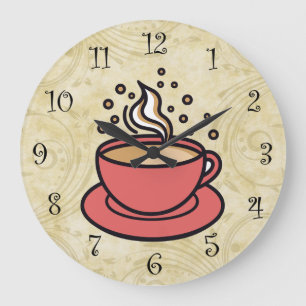 Trendy koffiethema keuken wandklokken