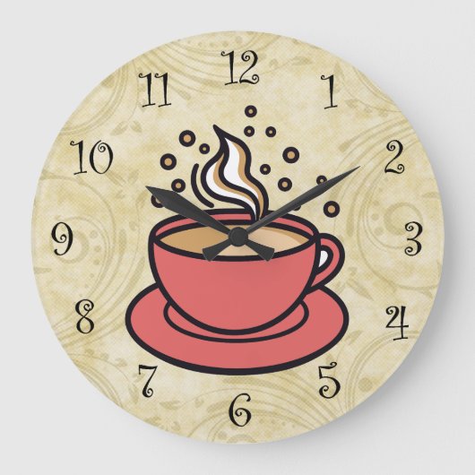 Trendy koffiethema keuken wandklokken (Voorkant)