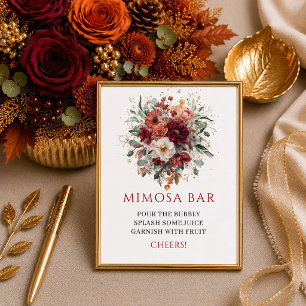 Trendy koper boho herfst bloemstuk mimosa bar bord poster