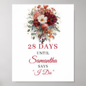 Trendy koper boho herfst bruiloft borrel countdown poster (Voorkant)