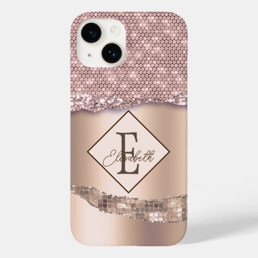 Trendy Koper Diamanten Monogram Case-Mate iPhone Case (Achterkant)