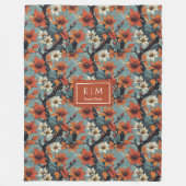 Trendy koper en mos groene botanische worp fleece deken (Voorkant)