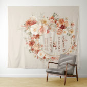 Trendy koperblos bordeaux bloemen 50 verjaardag wandkleed (In Situ (horizontaal))