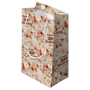 Trendy koperen blush bordeaux bloemen 30e verjaard klein cadeauzakje