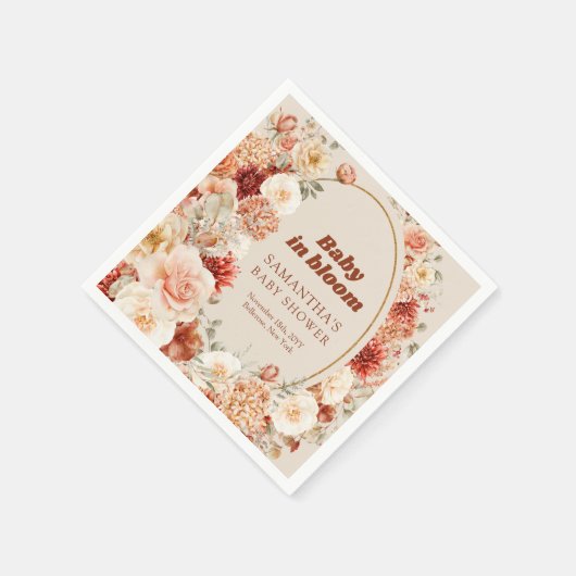 Trendy koperen blush en bordeaux Baby shower Servet (Hoek)
