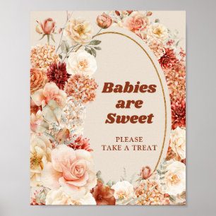 Trendy koperen blush en bordeaux baby's zijn zoet poster