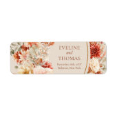 Trendy koperen blush en bordeaux bloemen salie etiket (Voorkant)