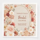 Trendy koperen blush en bordeaux bloemen salie servet (Voorkant)