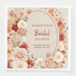 Trendy koperen blush en bordeaux bloemen salie servet