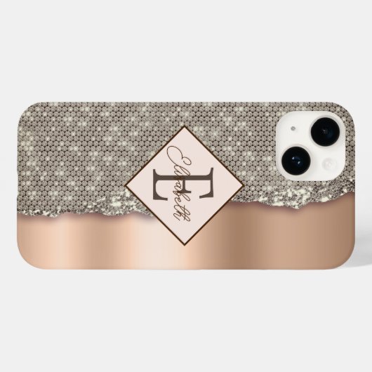 Trendy koperen diamanten Case-Mate iPhone case (Achterkant (horizontaal))