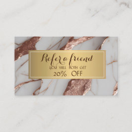 Trendy koperen glitter marmer aanbevelingskaartje