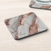 Trendy koperen glitter marmer bier onderzetter (Linkerzijde)