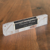 Trendy koperen glitter marmer naambordje (Zijkant)