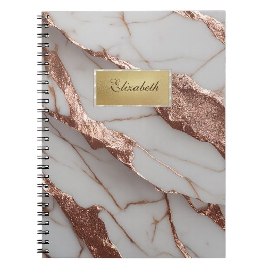 Trendy koperen glitter marmer notitieboek (Voorkant)