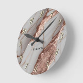 Trendy koperen glitter marmer ronde klok (Hoek)