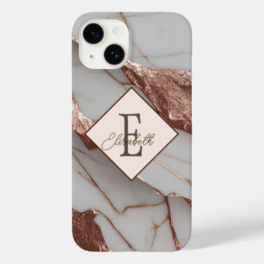Trendy koperen glittersmarmer Case-Mate iPhone case (Achterkant)