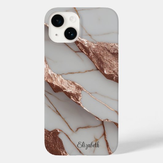 Trendy koperen glittersmarmer Case-Mate iPhone case (Achterkant)