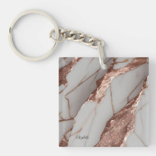 Trendy koperen glittersmarmer sleutelhanger
