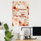 Trendy koperen hortensia blush 30 verjaardag Welko Poster (Thuiskantoor)