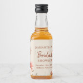 Trendy koperen hortensia en herfstrozen likeurfles etiket (Voorkant)