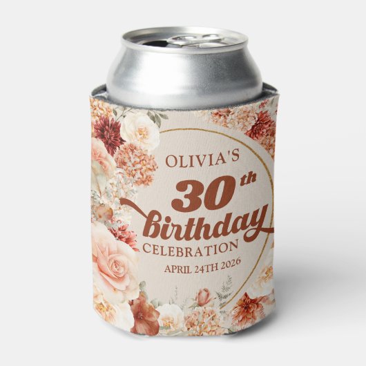 Trendy koperen hortensia en rozen herfst blikjeskoeler (Blikje Voorkant)