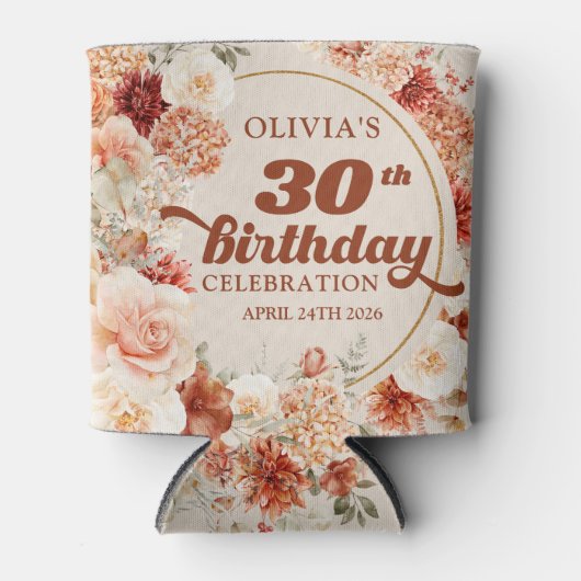 Trendy koperen hortensia en rozen herfst blikjeskoeler (Voorkant)