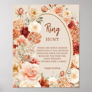 Trendy koperen hortensia en rozen herfst Ring Hunt Poster