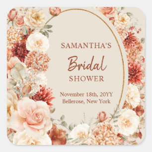 Trendy koperen hortensia en rozen herfst sticker